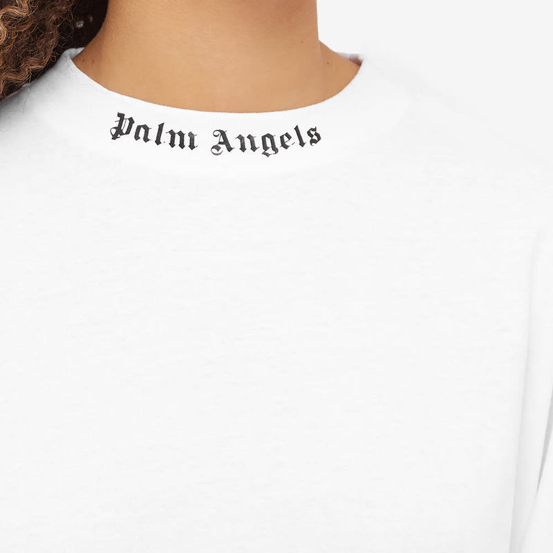 パーム・エンジェルス レディース Tシャツ トップス Palm Angels Long Sleeve Classic Logo Tee White & Black