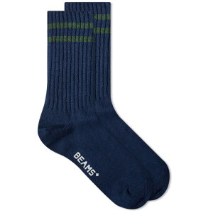 ̵ ӡॹ ץ饹    Beams Plus Schoolboy Sock Navy & Green