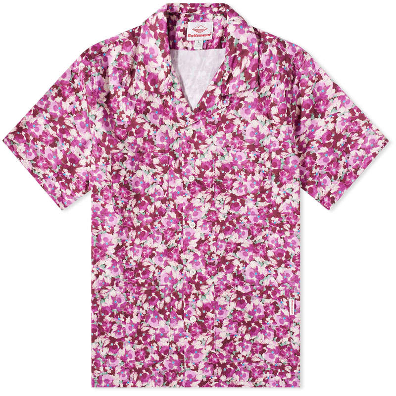 【送料無料】 バテンウェア メンズ シャツ トップス Battenwear Five Pocket Island Shirt Plum Flower Print