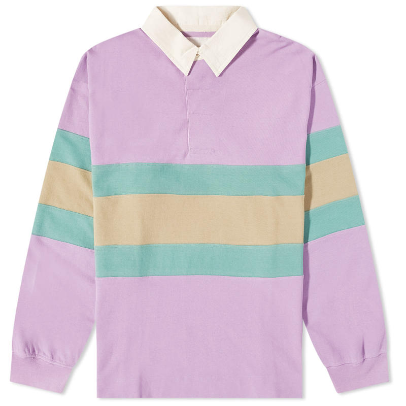 【送料無料】 ストーリーエムエフジー メンズ シャツ トップス Story mfg. Climber Striped Rugby Shirt Lavender