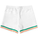 【送料無料】 カサブランカ メンズ ハーフパンツ・ショーツ ボトムス Casablanca Tennis Club Icon Silk Shorts White, Green & Orange