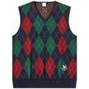 【送料無料】 ポップトレーディングカンパニー メンズ ベスト アウター POP Trading Company x Gleneagles by END. Knitted Vest Argyle