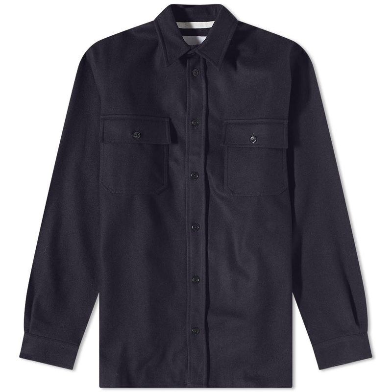 【送料無料】 ノースプロジェクト メンズ シャツ トップス Norse Projects Silas Wool Overshirt Dark Navy