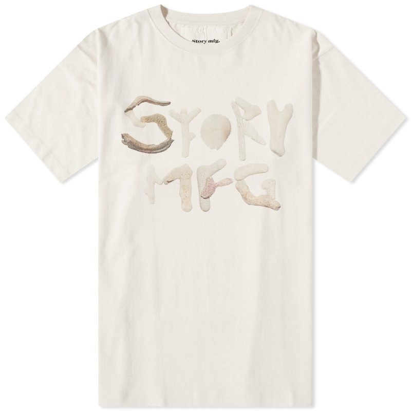 【送料無料】 ストーリーエムエフジー メンズ Tシャツ トップス Story mfg. Coral Grateful Logo T-Shirt Ecru Coral