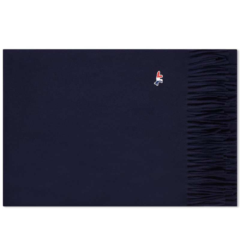 送料無料 サイズ交換無料 メゾンキツネ レディース アクセサリー マフラー ストール ずっと気になってた スカーフ Maison Fox Scarf Wool Kitsune Navy Tricolor