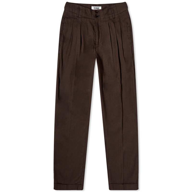 【送料無料】 ワイエムシー レディース カジュアルパンツ ボトムス YMC Keaton Linen Trousers Brown