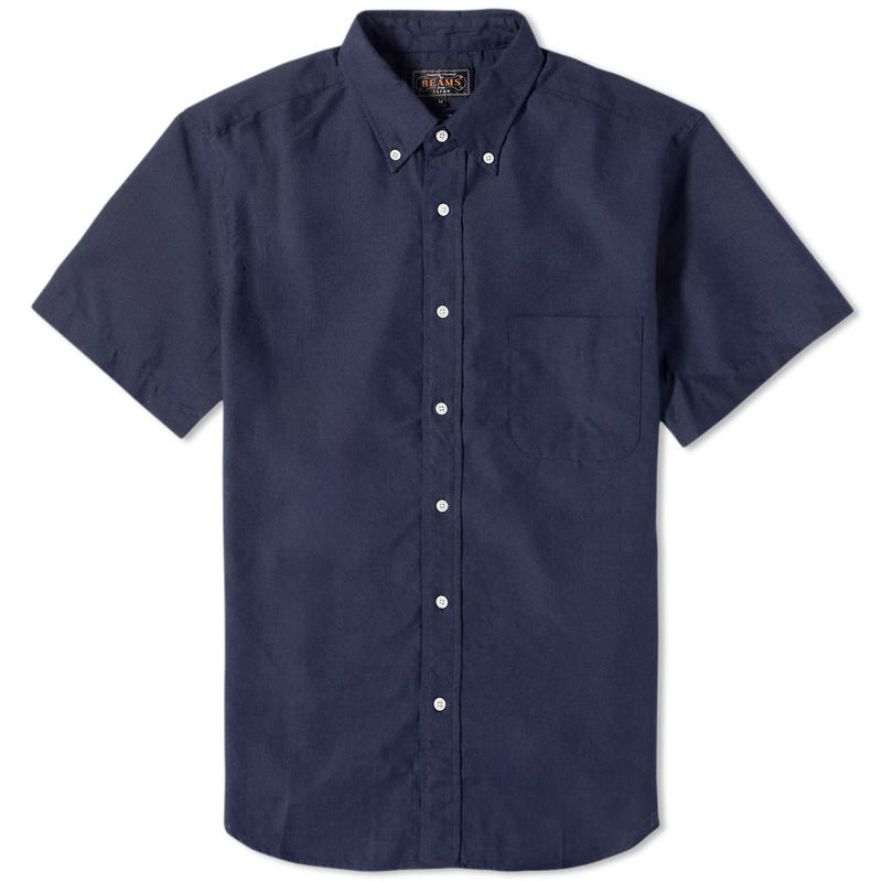 【送料無料】 ビームス プラス メンズ シャツ トップス Beams Plus BD COOLMAXR Linen Short Sleeve Shirt Navy