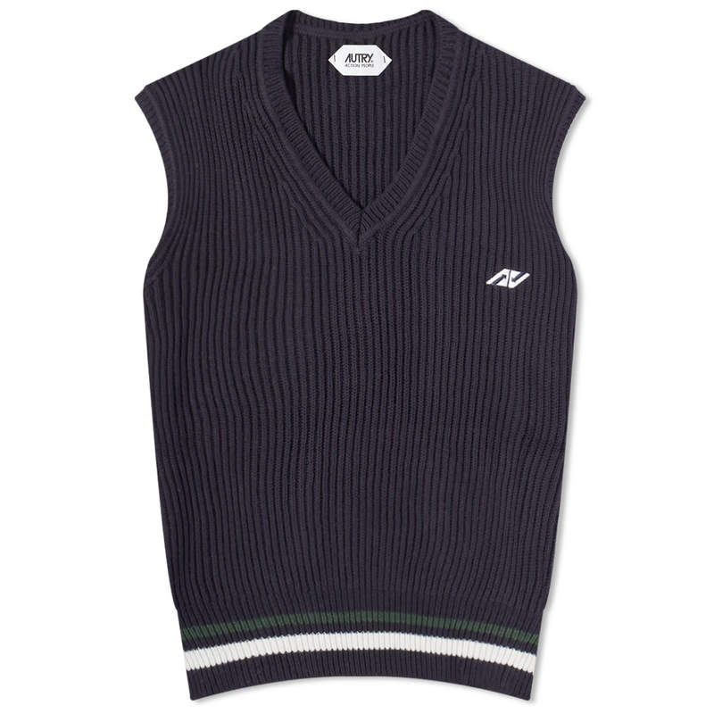 楽天ReVida 楽天市場店【送料無料】 オートリ― メンズ ニット・セーター アウター Autry Knitted Sport Vest Blue