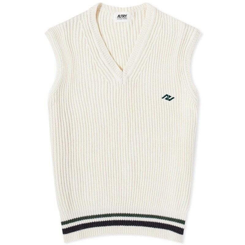 楽天ReVida 楽天市場店【送料無料】 オートリ― メンズ ニット・セーター アウター Autry Knitted Sport Vest White