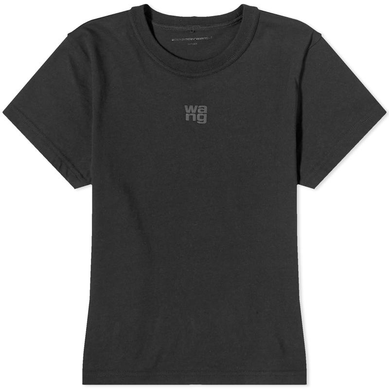【送料無料】 アレキサンダーワン レディース Tシャツ トップス Alexander Wang Essential Shrunken T-Shirt Black