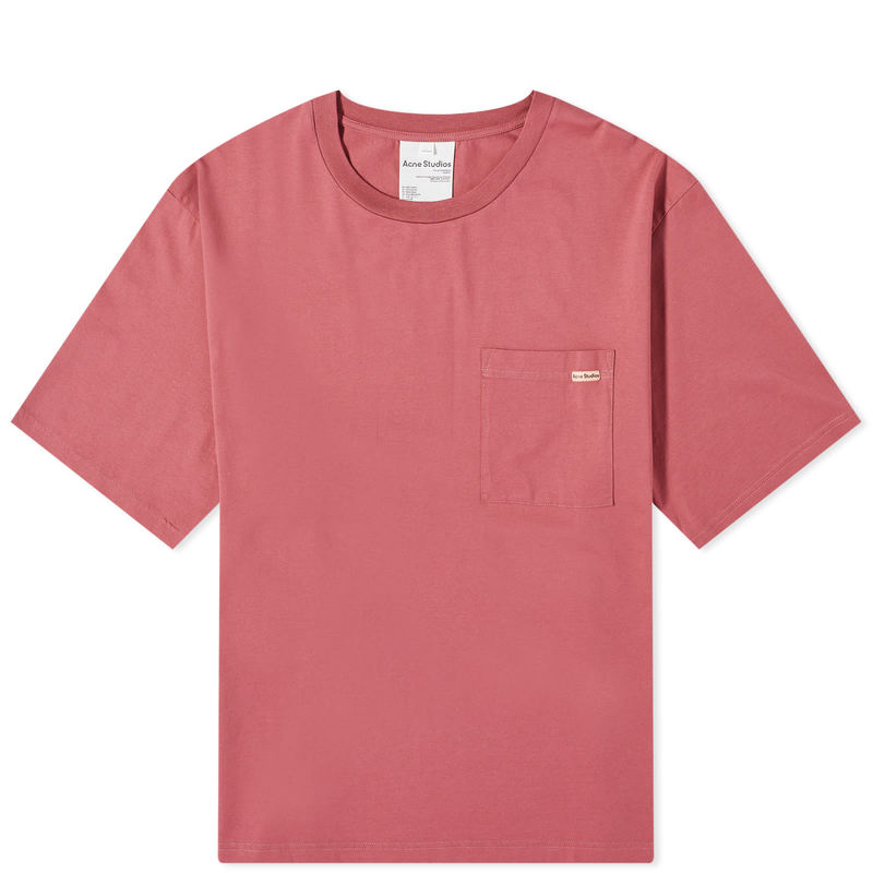 【送料無料】 アクネ ストゥディオズ メンズ Tシャツ トップス Acne Studios Edie Pocket Pink Label T-Shirt Rosewood Red