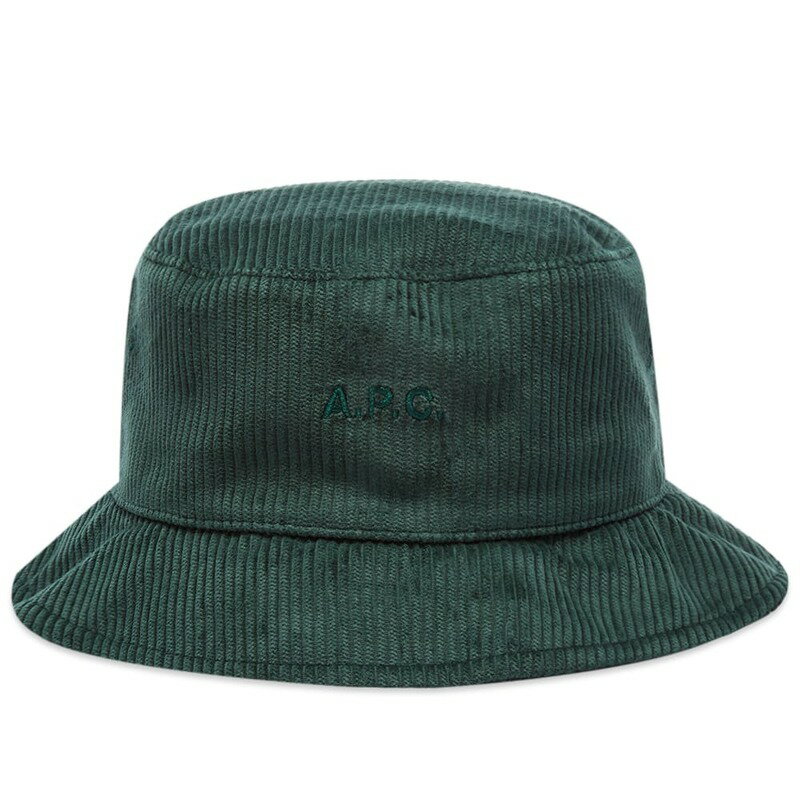 アーペーセー レディース 帽子 アクセサリー A.P.C. Alex Corduroy Bucket Hat Pine Green