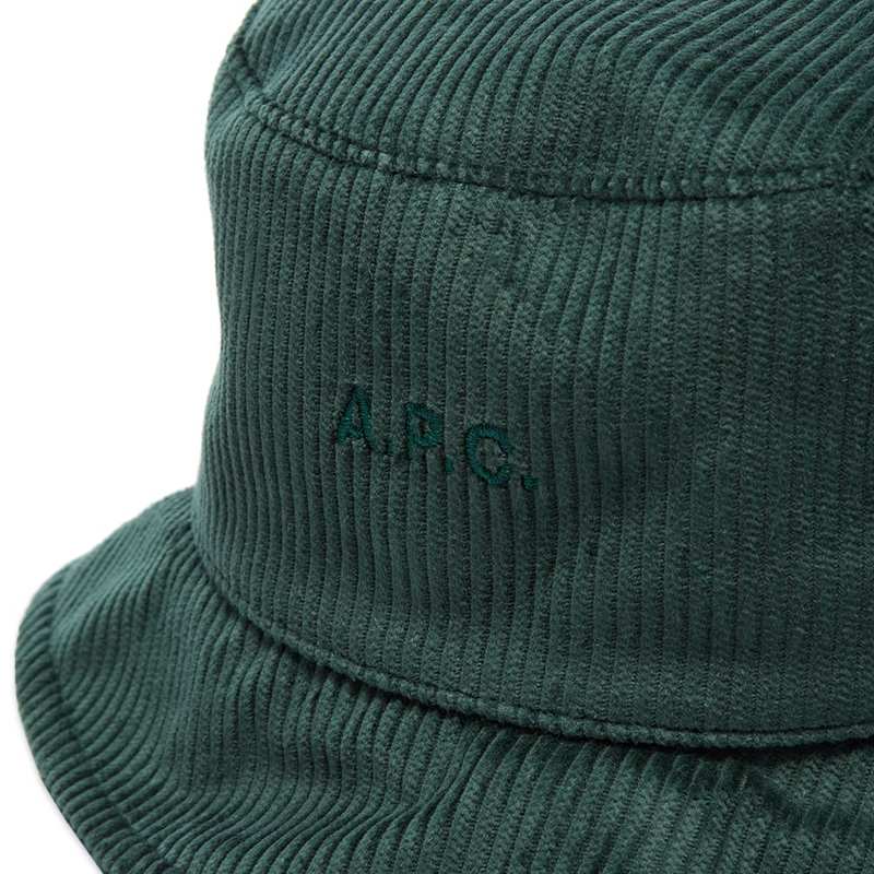 アーペーセー レディース 帽子 アクセサリー A.P.C. Alex Corduroy Bucket Hat Pine Green