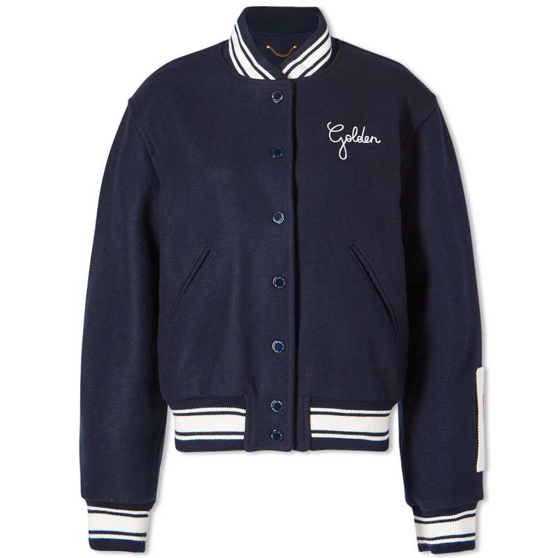 【送料無料】 ゴールデングース レディース ジャケット・ブルゾン アウター Golden Goose Golden Star Bomber Jacket Dark Blue & White