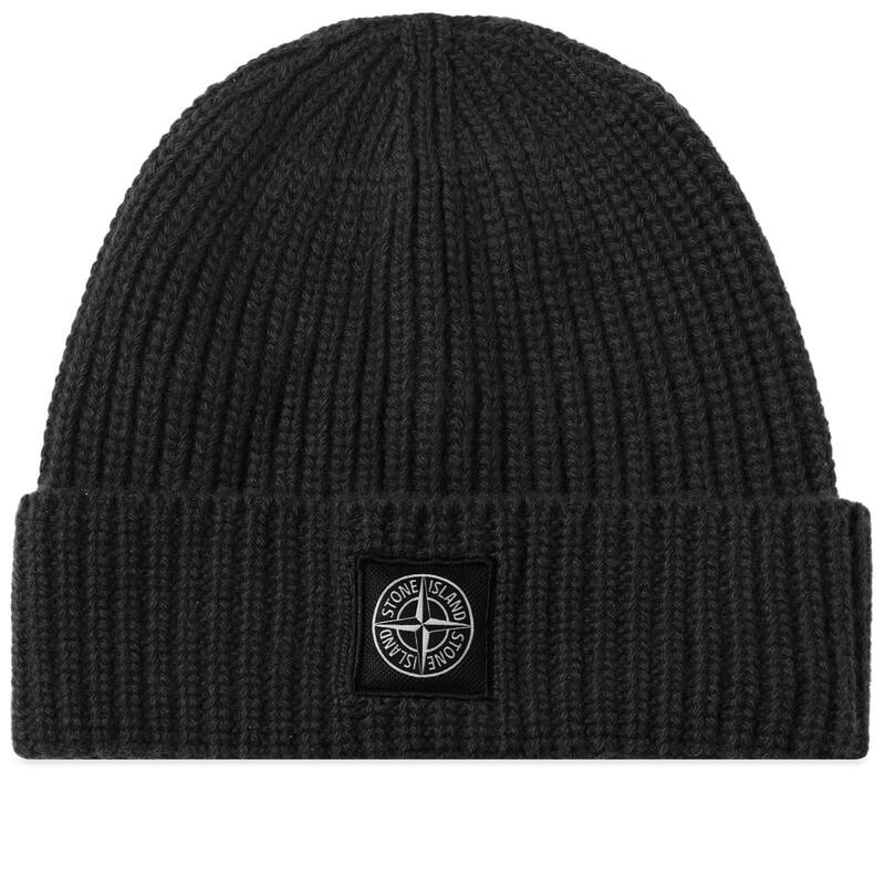 【送料無料】 ストーンアイランド メンズ 帽子 ニットキャップ アクセサリー Stone Island Wool Patch Beanie Hat Black