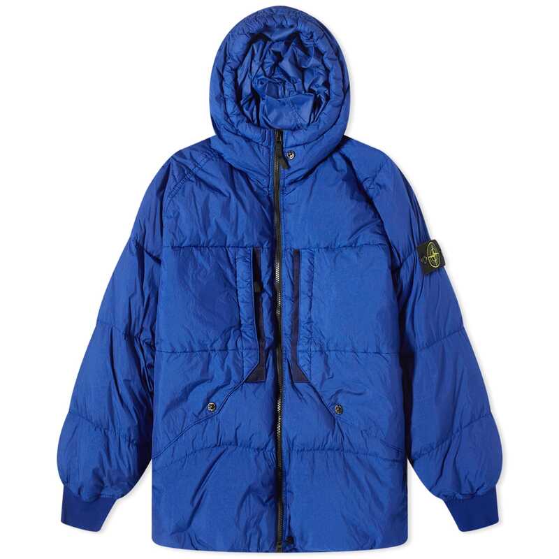 ストーンアイランド 【送料無料】 ストーンアイランド メンズ ジャケット・ブルゾン アウター Stone Island Crinkle Reps Hooded Down Jacket Bright Blue