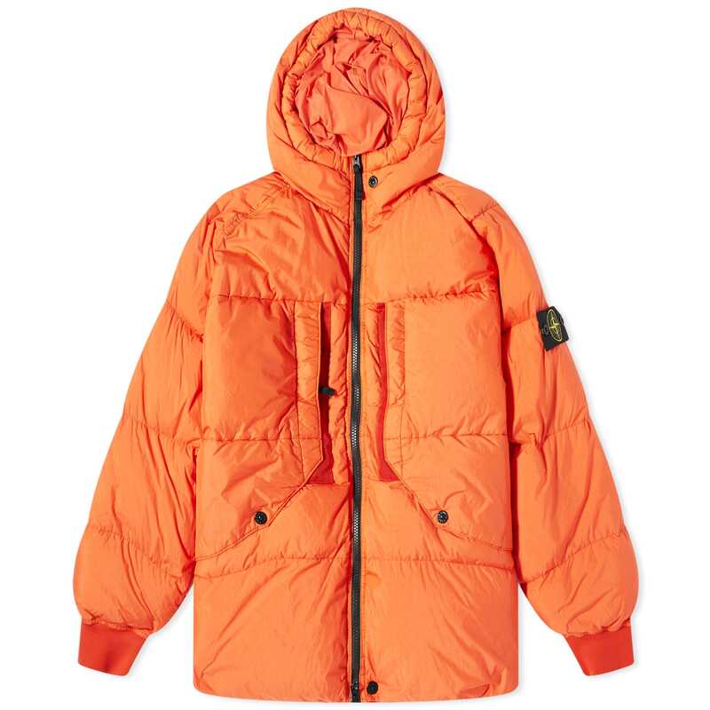 ストーンアイランド 【送料無料】 ストーンアイランド メンズ ジャケット・ブルゾン アウター Stone Island Crinkle Reps Hooded Down Jacket Orange Red