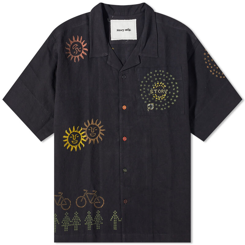 【送料無料】 ストーリーエムエフジー メンズ シャツ トップス Story mfg. Solar Trip Greetings Shirt Black Solar Trip