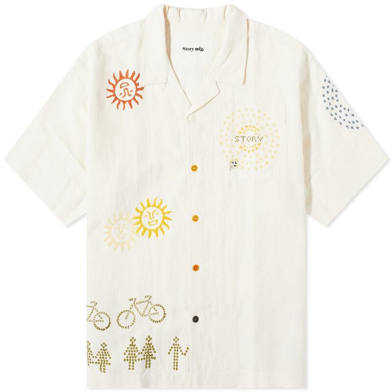 【送料無料】 ストーリーエムエフジー メンズ シャツ トップス Story mfg. Solar Trip Greetings Shirt Ecru Solar Trip