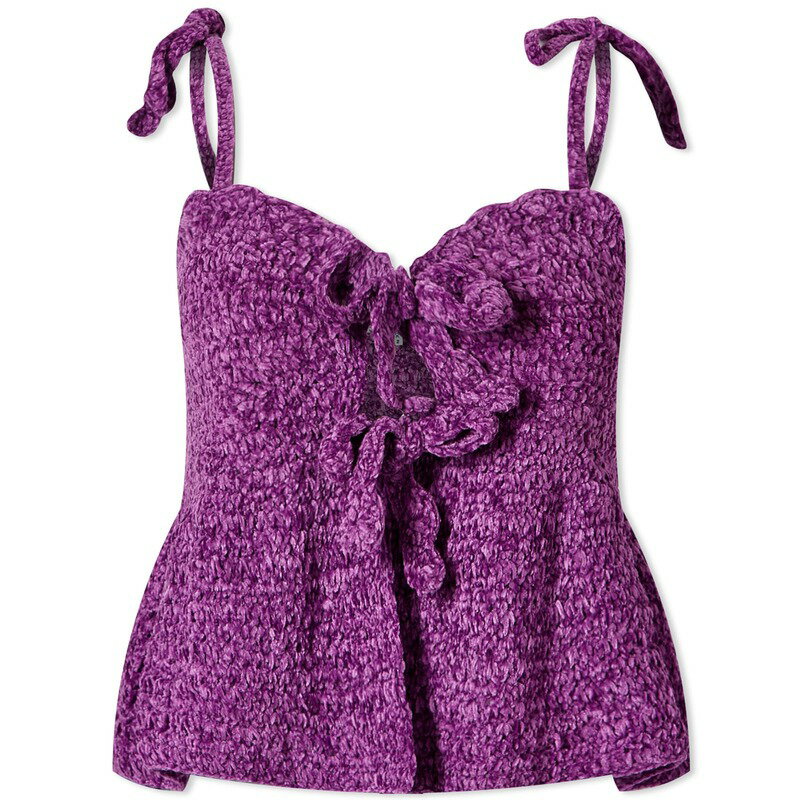 【送料無料】 ガニー レディース シャツ トップス GANNI Velvet Crochet Bandeau Strap Top Sparkling Grape