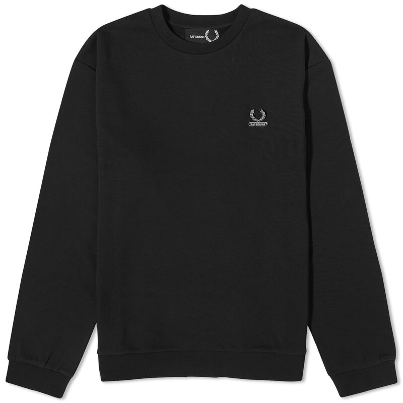 【送料無料】 フレッドペリー メンズ パーカー スウェット アウター Fred Perry x Raf Simons Embroidered Crew Sweat Black