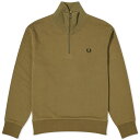 【送料無料】 フレッドペリー メンズ パーカー・スウェット アウター Fred Perry Knitted Trim Zip Neck Sweatshirt Uniform Green