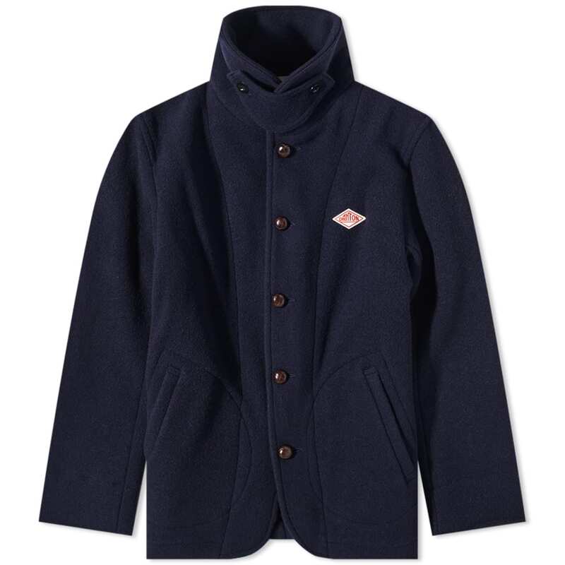 ダントン アウター メンズ 【送料無料】 ダントン メンズ ジャケット・ブルゾン アウター Danton Round Collared Wool Jacket Navy