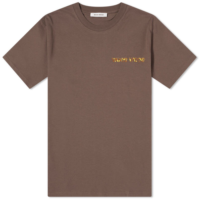 【送料無料】 ウッド ウッド メンズ Tシャツ トップス Wood Wood Bobby Logo T-Shirt Dark Brown