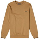 【送料無料】 フレッドペリー メンズ パーカー・スウェット アウター Fred Perry Crew Neck Sweatshirt Shaded Stone & Burnt Tobacco