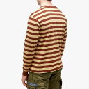 【送料無料】 ヒューマンメイド メンズ Tシャツ トップス Human Made Long Sleeve Striped T-Shirt Brown 3