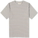  オフィシンジェネレール メンズ Tシャツ トップス Officine Generale Slub Cotton Stripe T-Shirt Ecru & Blue