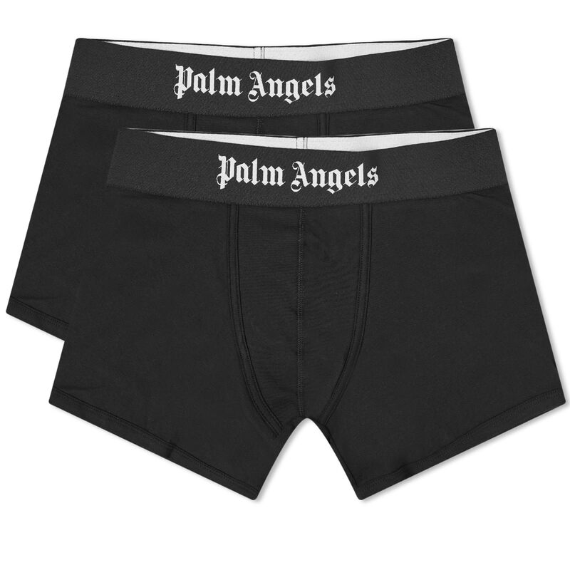 楽天ReVida 楽天市場店【送料無料】 パーム・エンジェルス メンズ ボクサーパンツ アンダーウェア Palm Angels Logo Trunk - 2 Pack Black