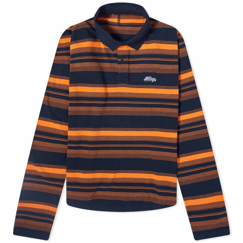 【送料無料】 マーティン・ローズ レディース ポロシャツ トップス Martine Rose Long Sleeve Pulled Neck Polo Orange & Navy Stripe