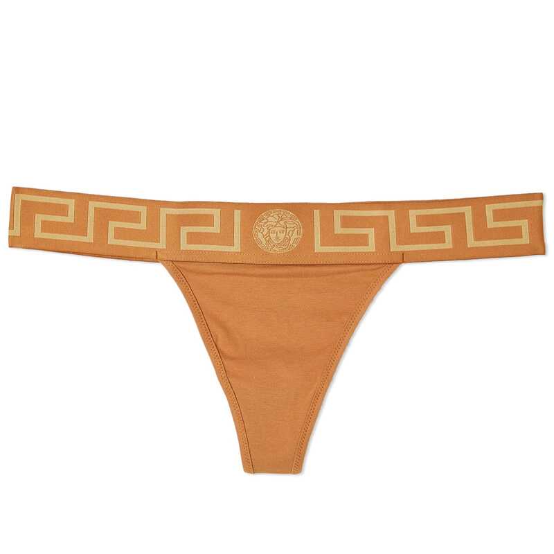 versace 【送料無料】 ヴェルサーチ レディース パンツ アンダーウェア Versace Organic Cotton Thong Caramel