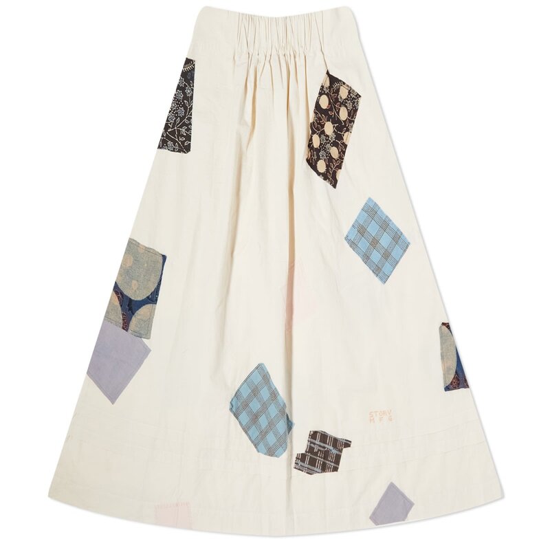 【送料無料】 ストーリーエムエフジー レディース スカート ボトムス Story mfg. Todash Patchwork Midi Skirt Ecru Scatter Patch