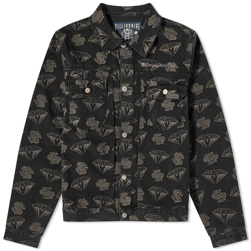 【送料無料】 ビリオネアボーイズクラブ メンズ ジャケット・ブルゾン アウター Billionaire Boys Club Diamonds & Dollars Denim Jacket Black