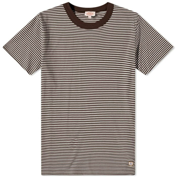 アルモーリュックス メンズ Tシャツ トップス Armor-Lux Callac Striped Tee Milk & Moka