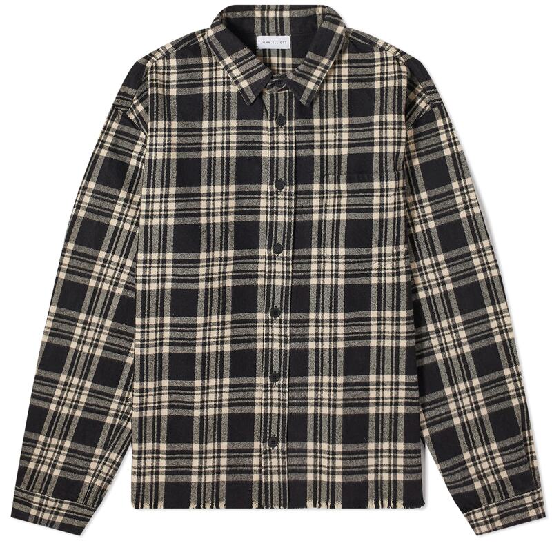 ̵ 󥨥ꥪå   ȥåץ John Elliott Hemi Plaid Shirt Black