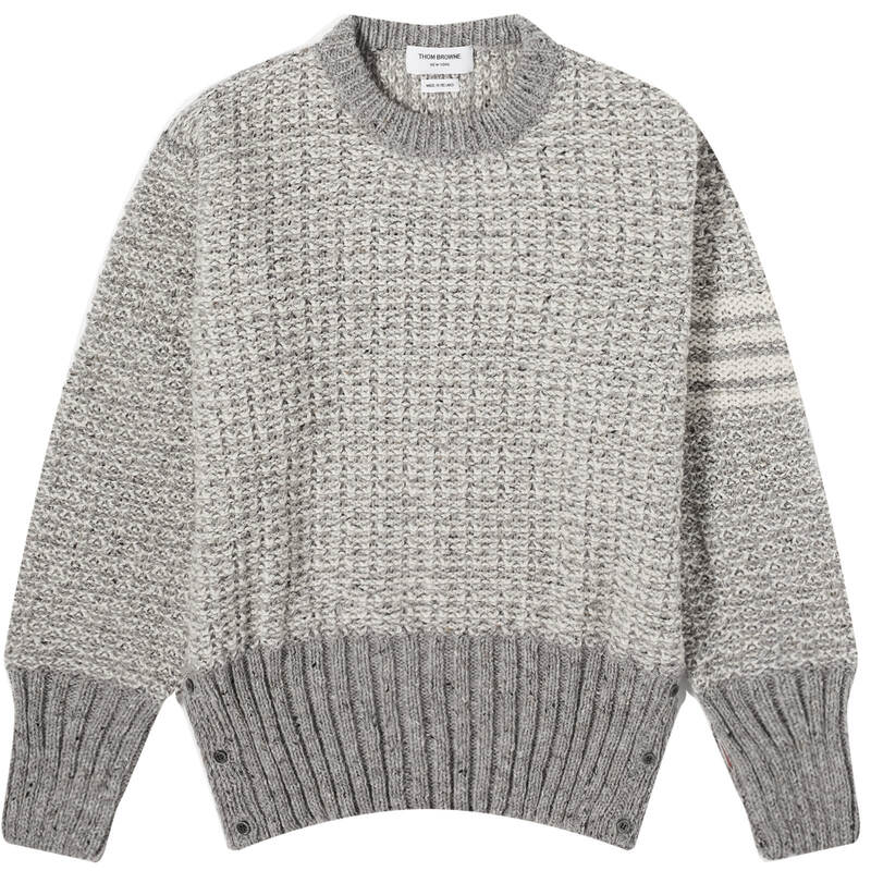 トム・ブラウン 【送料無料】 トムブラウン メンズ ニット・セーター アウター Thom Browne 4-Bar Donegal Crew Neck Jumper Light Grey