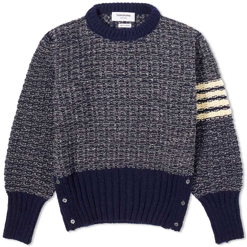 トム・ブラウン 【送料無料】 トムブラウン メンズ ニット・セーター アウター Thom Browne 4-Bar Donegal Crew Neck Jumper Navy