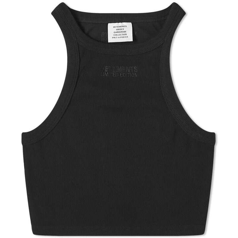 【送料無料】 ヴェトモン レディース タンクトップ トップス VETEMENTS Cropped Racing Tank Top Black