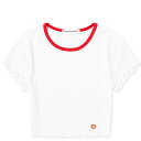 【送料無料】 アレキサンダーワン レディース Tシャツ トップス Alexander Wang Lettuce Hem Crew Neck Baby T-Shirt White