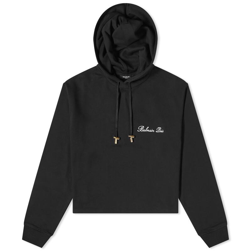 ̵ Хޥ ǥ ѡå աǥ  Balmain Signature Cropped Hoodie Black