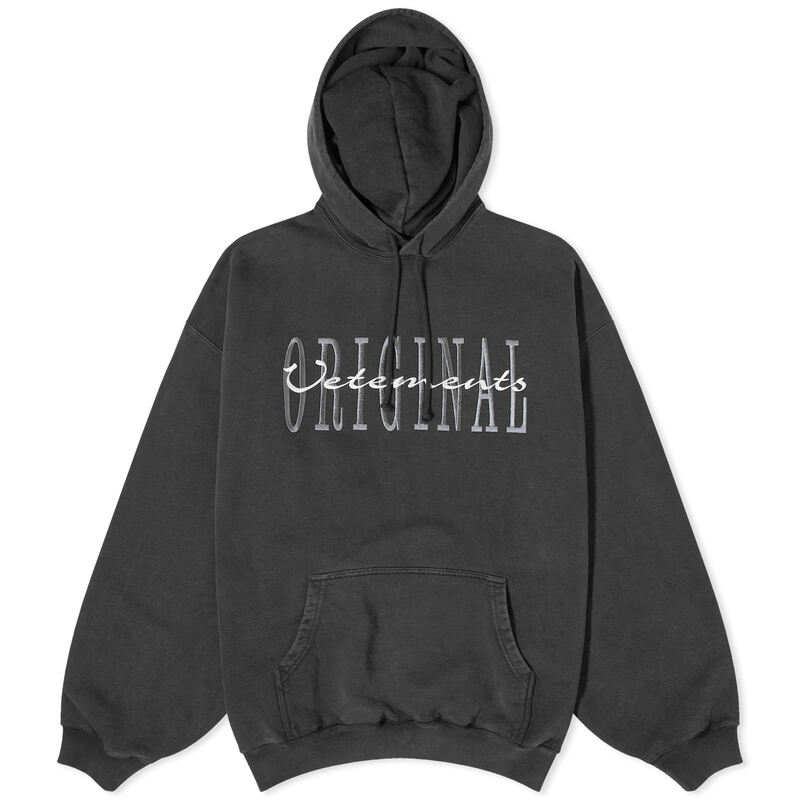 ̵ ȥ  ѡå աǥ  VETEMENTS Original Logo Hoodie Black