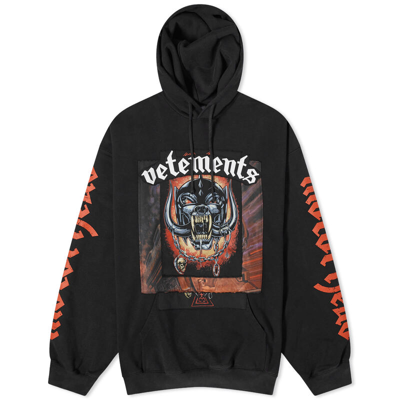 ̵ ȥ  ѡå աǥ  VETEMENTS Motorhead Patched Hoody Black