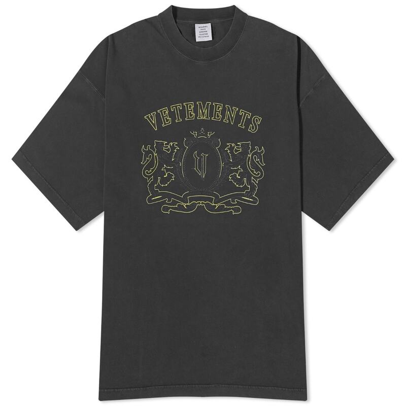 【送料無料】 ヴェトモン メンズ Tシャツ トップス VETEMENTS Royal Logo T-Shirt Black & Yellow