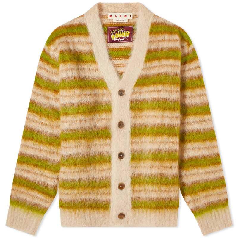 【送料無料】 マルニ メンズ ニット・セーター カーディガン アウター Marni Mohair Stripe Knit Cardigan Light Camel