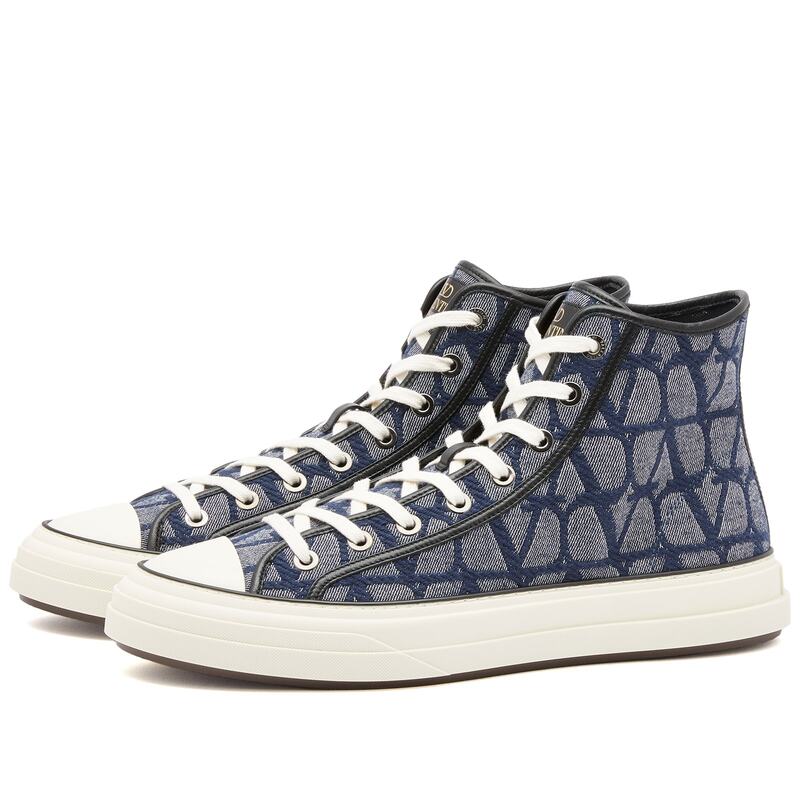 【送料無料】 ヴァレンティノ メンズ スニーカー シューズ Valentino Icon High Top Sneaker Denim Blue