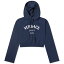 ̵ 륵 ǥ ѡå աǥ  Versace Cropped Hoodie With Front Logo Navy Blue & White