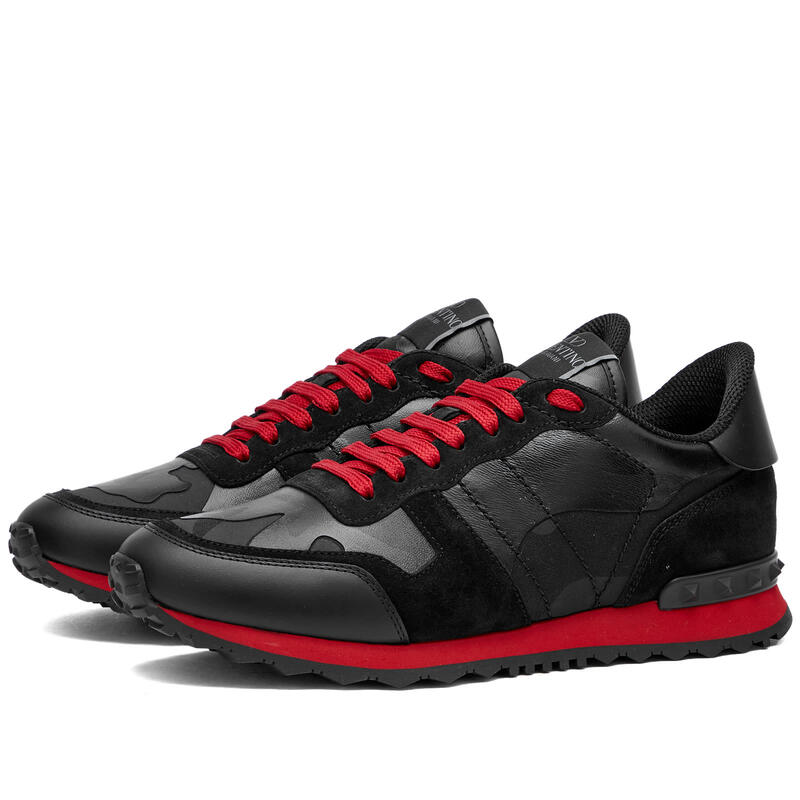 【送料無料】 ヴァレンティノ メンズ スニーカー シューズ Valentino Rockrunner Sneaker Black Red & Black